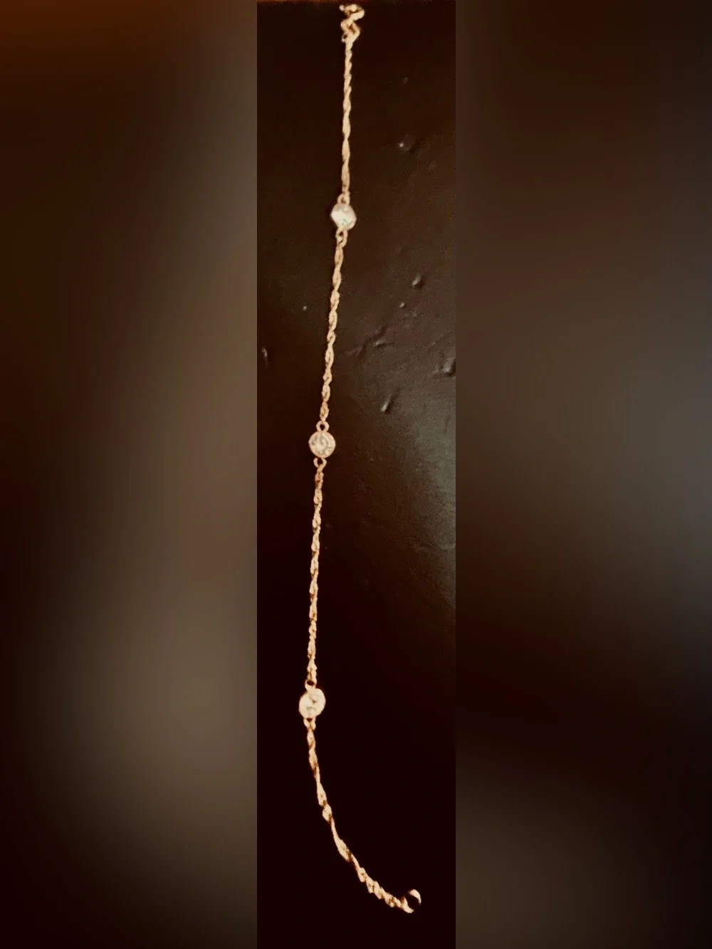 10KT Stamped YellowGOLD Bracelet with 3 CZ stones. Very Pretty. 1.08 grams. - Picture 14 of 14